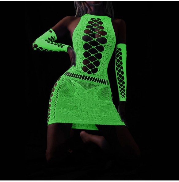 FEE ET MOI - Glow In The Dark Fishnet Bodystocking Dress (7420) FEE ET MOI - Glow In The Dark Fishnet Bodystocking Dress (7420)